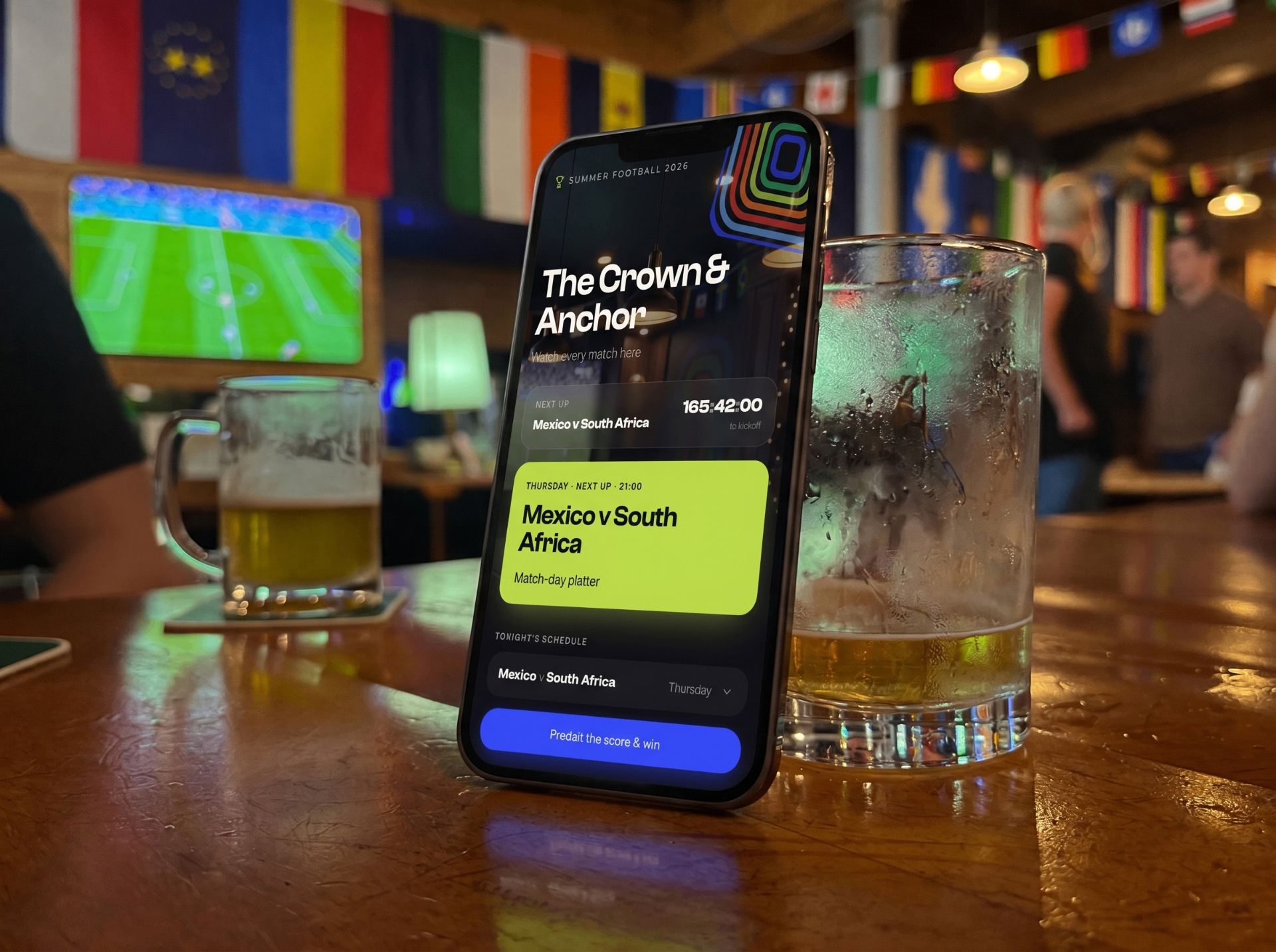 FullBar26 page shown on a phone in the bar